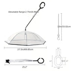 Bendable transparent pet umbrella with leash chain, rain or shine, one umbrella for outdoor pet walks