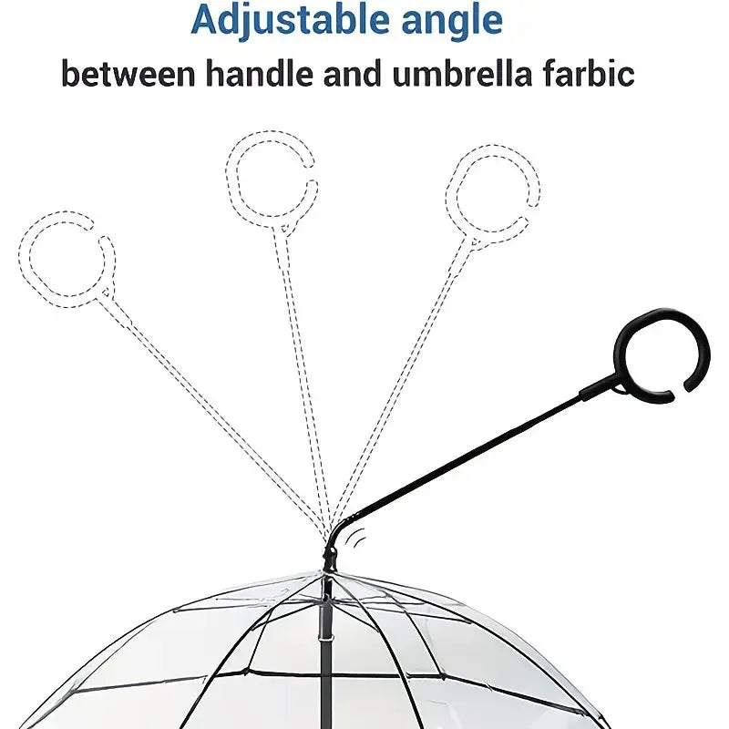 Bendable transparent pet umbrella with leash chain, rain or shine, one umbrella for outdoor pet walks