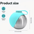 Portable Stainless Steel Cat & Dog Water Bottle, Leak-Proof 2-in-1 with Bowl, One-Press Drink & Feed for Outdoor Walks & Travel, Lightweight & Easy to Carry, Pet Essential./blue