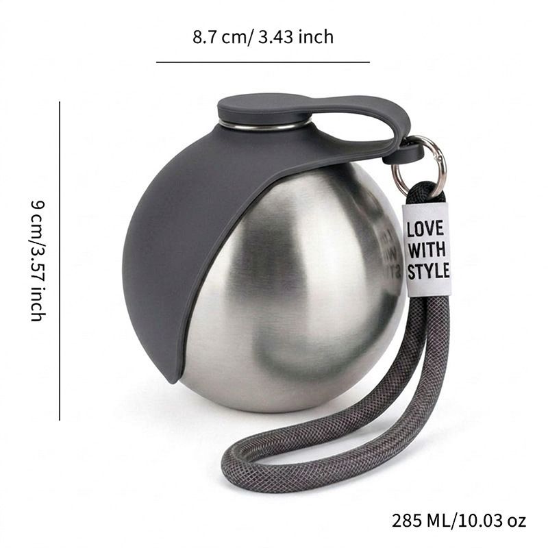 Portable Stainless Steel Cat & Dog Water Bottle, Leak-Proof 2-in-1 with Bowl, One-Press Drink & Feed for Outdoor Walks & Travel, Lightweight & Easy to Carry, Pet Essential./blue