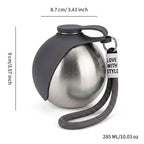Portable Stainless Steel Cat & Dog Water Bottle, Leak-Proof 2-in-1 with Bowl, One-Press Drink & Feed for Outdoor Walks & Travel, Lightweight & Easy to Carry, Pet Essential./blue