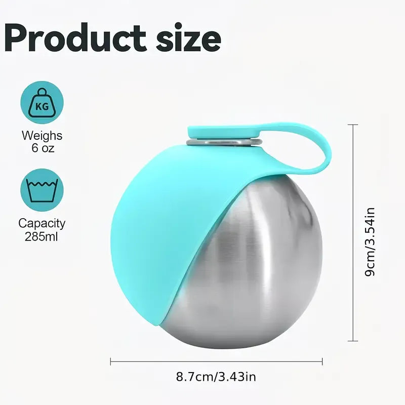 Portable Stainless Steel Cat & Dog Water Bottle, Leak-Proof 2-in-1 with Bowl, One-Press Drink & Feed for Outdoor Walks & Travel, Lightweight & Easy to Carry, Pet Essential./PINK