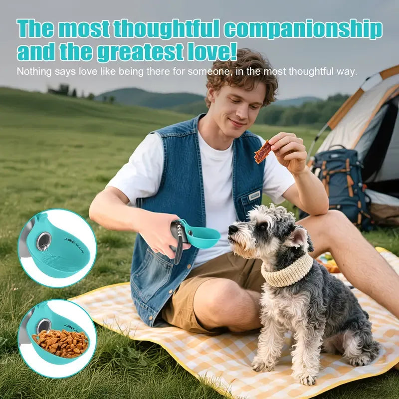 Portable Stainless Steel Cat & Dog Water Bottle, Leak-Proof 2-in-1 with Bowl, One-Press Drink & Feed for Outdoor Walks & Travel, Lightweight & Easy to Carry, Pet Essential./PINK