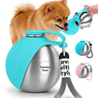 Portable Stainless Steel Cat & Dog Water Bottle, Leak-Proof 2-in-1 with Bowl, One-Press Drink & Feed for Outdoor Walks & Travel, Lightweight & Easy to Carry, Pet Essential./PINK