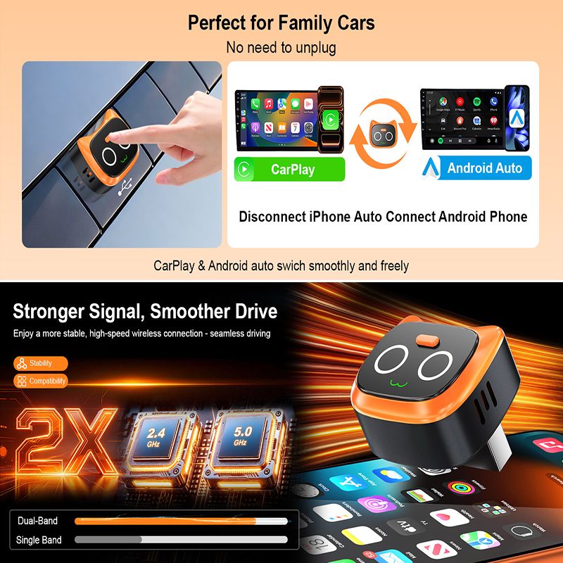 Mini Wireless Car Connectivity Adapter – Transform Your Wired System into Cable-Free Freedom with a 6-Second Stable Connection/tarnish