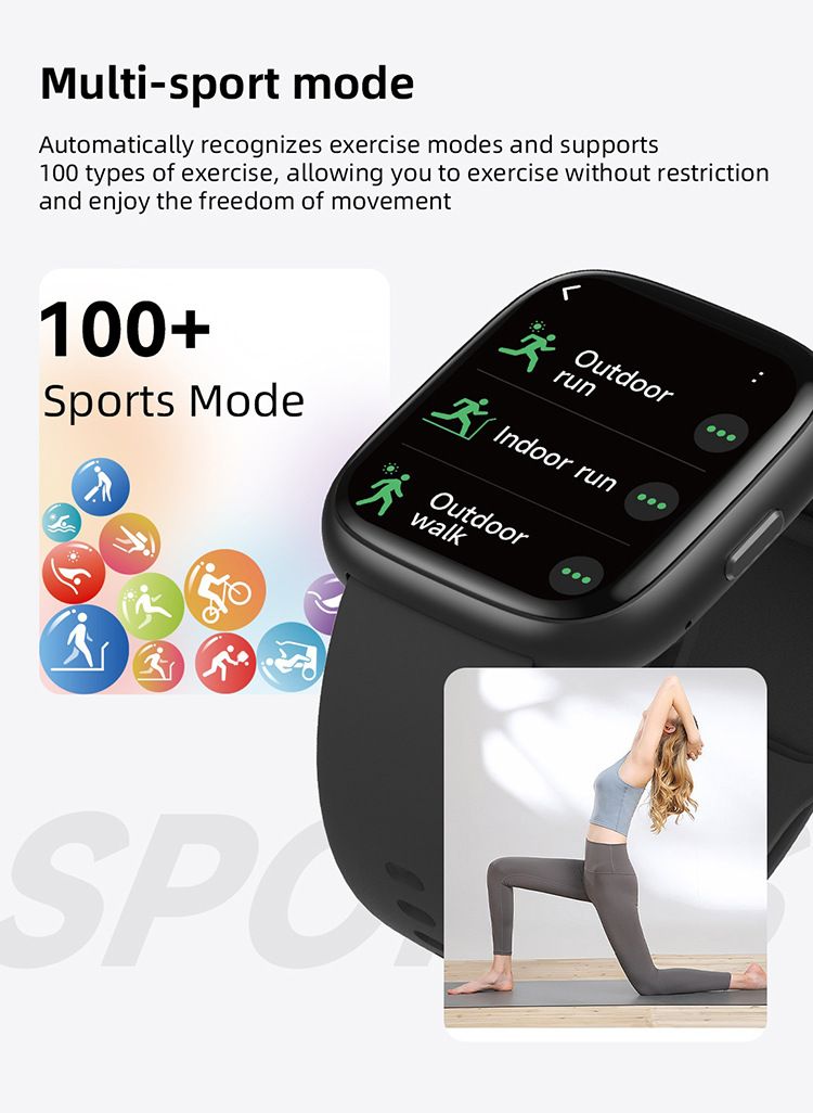 Smartwatch Voice Assistant Bluetooth Calling Health Monitoring Step Tracking  Message Alerts/black