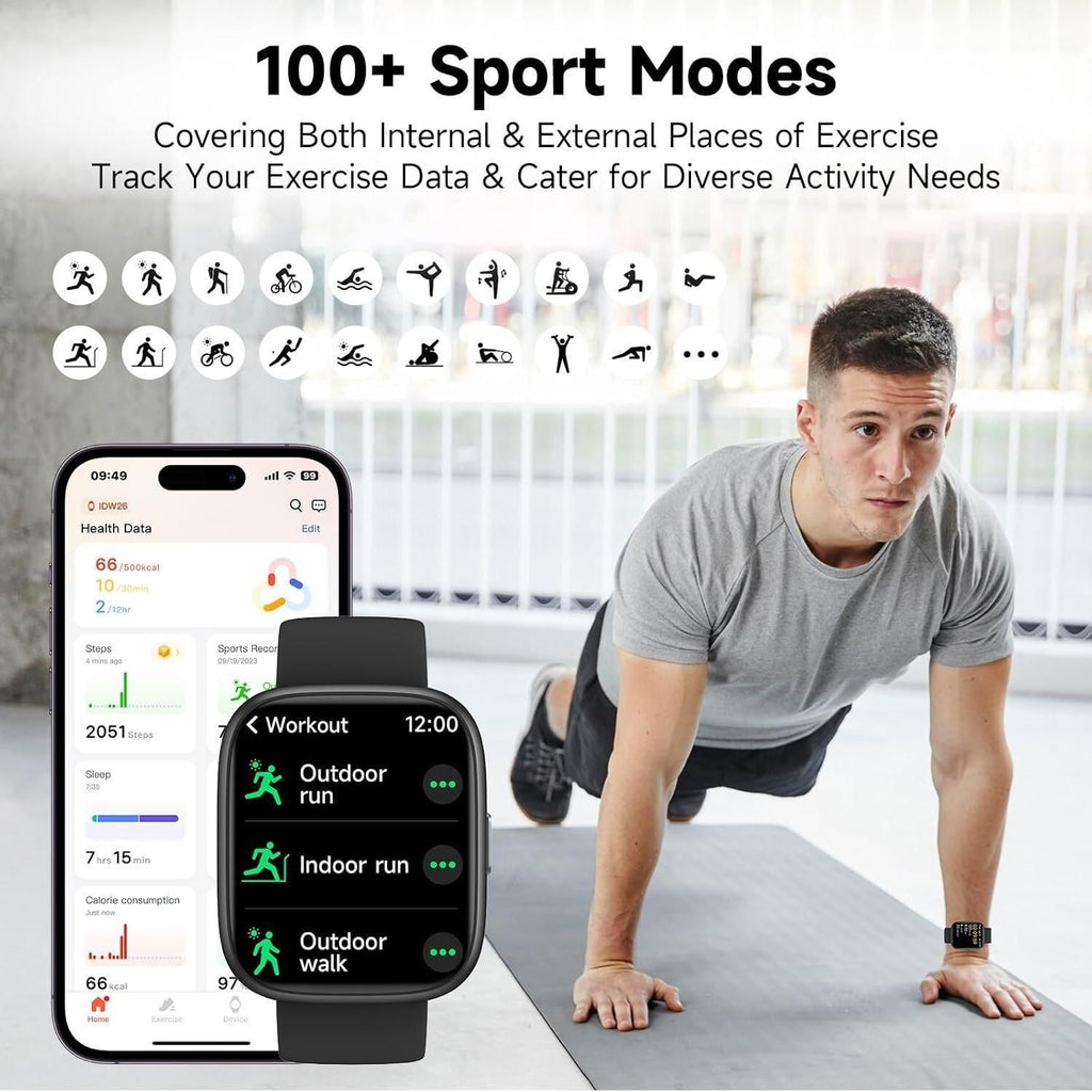 Smartwatch Voice Assistant Bluetooth Calling Health Monitoring Step Tracking  Message Alerts/blue