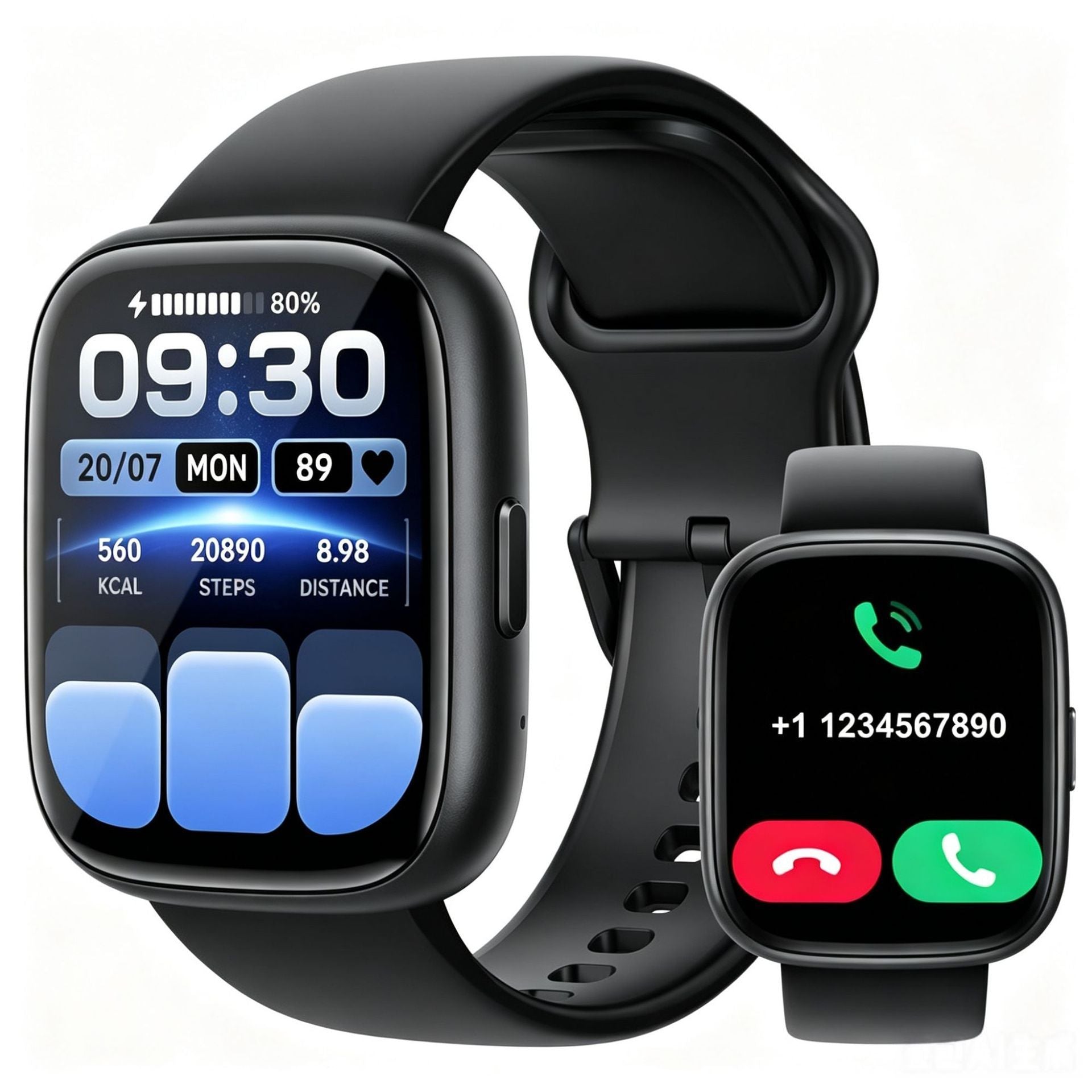 Smartwatch Voice Assistant Bluetooth Calling Health Monitoring Step Tracking  Message Alerts/blue