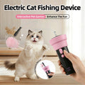 Electric Cat Fishing Wand Toy: One-Button Launch with Spring Retraction, the Perfect Stress-Relief Toy for Human-Pet Interaction/Black [gift battery *2+ replacement head *2+ screwdriver]