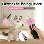 Electric Cat Fishing Wand Toy: One-Button Launch with Spring Retraction, the Perfect Stress-Relief Toy for Human-Pet Interaction/Black [gift battery *2+ replacement head *2+ screwdriver]
