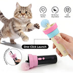 Electric Cat Fishing Wand Toy: One-Button Launch with Spring Retraction, the Perfect Stress-Relief Toy for Human-Pet Interaction/Black [gift battery *2+ replacement head *2+ screwdriver]