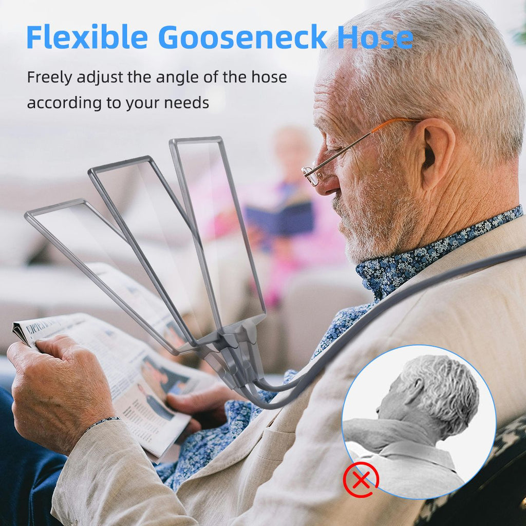 LED 5X Magnifying Glass with Light, Type-C Charging with Three Brightness Levels, Full Frame Protection with Extra-Long Gooseneck – A Great Helper for Seniors' Reading and Handcraft Repairs./black