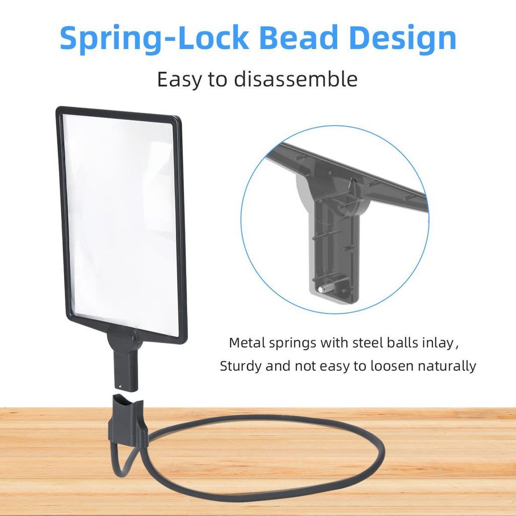 LED 5X Magnifying Glass with Light, Type-C Charging with Three Brightness Levels, Full Frame Protection with Extra-Long Gooseneck – A Great Helper for Seniors' Reading and Handcraft Repairs./black