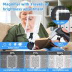 LED 5X Magnifying Glass with Light, Type-C Charging with Three Brightness Levels, Full Frame Protection with Extra-Long Gooseneck – A Great Helper for Seniors' Reading and Handcraft Repairs./GREY