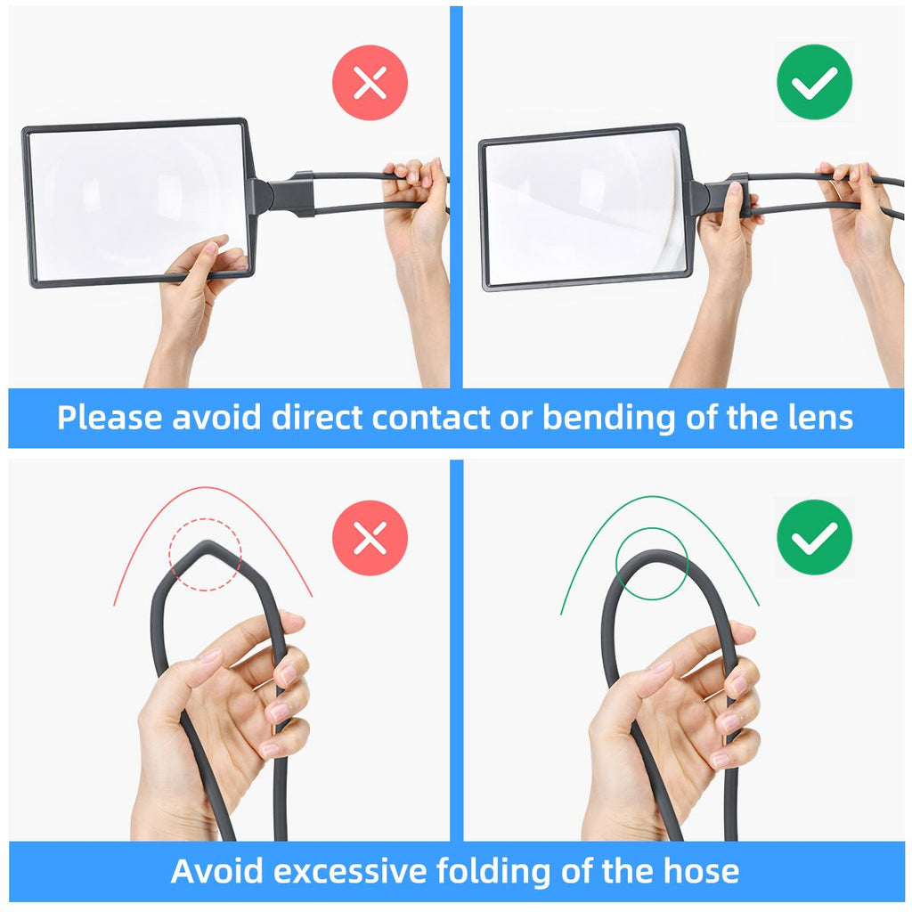 LED 5X Magnifying Glass with Light, Type-C Charging with Three Brightness Levels, Full Frame Protection with Extra-Long Gooseneck – A Great Helper for Seniors' Reading and Handcraft Repairs./GREY
