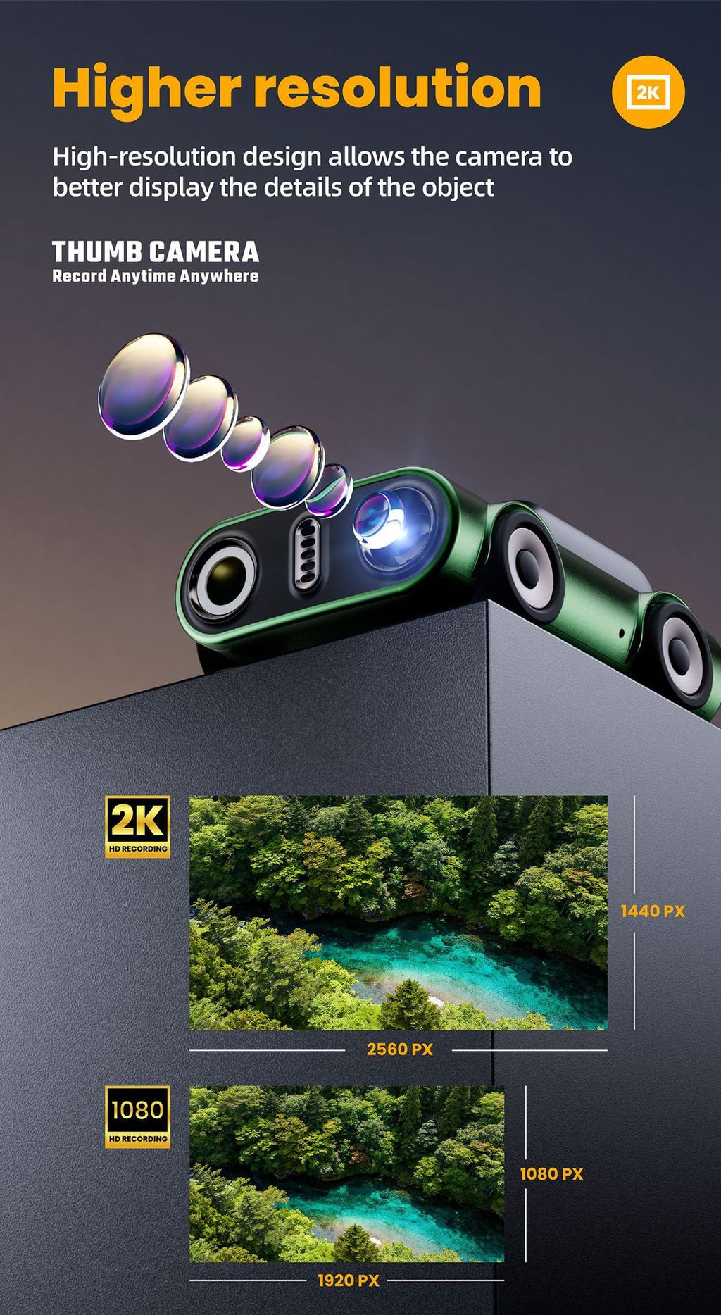 Creative Car-Shaped 2K HD Thumb Camera: Mini & Portable, Auto Focus, Clear in Low Light, Captures Every Wonderful Moment of Childhood and Life（G5 yellow 32G memory card）
