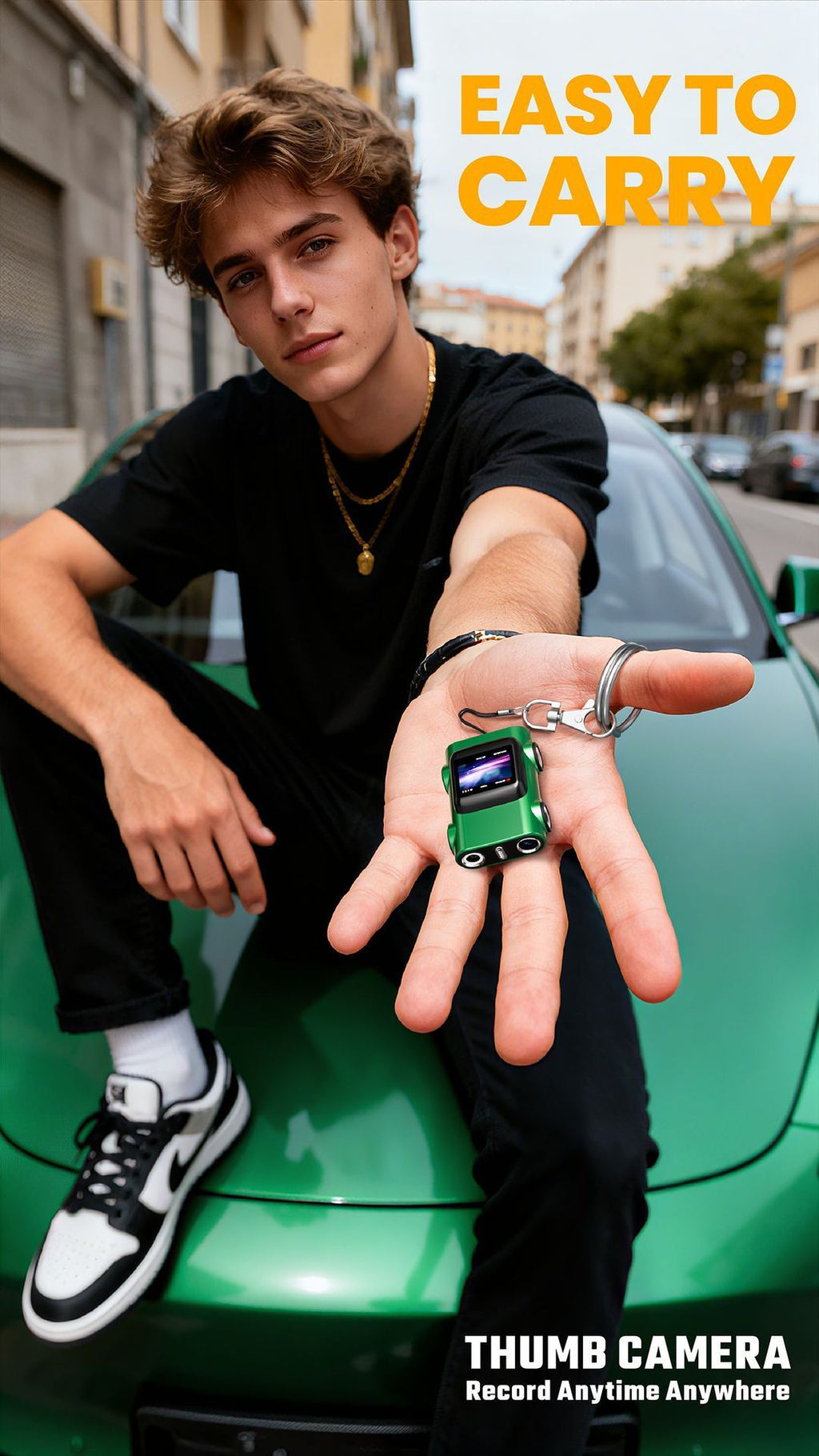 Creative Car-Shaped 2K HD Thumb Camera: Mini & Portable, Auto Focus, Clear in Low Light, Captures Every Wonderful Moment of Childhood and Life(G5 white 32 memory card）