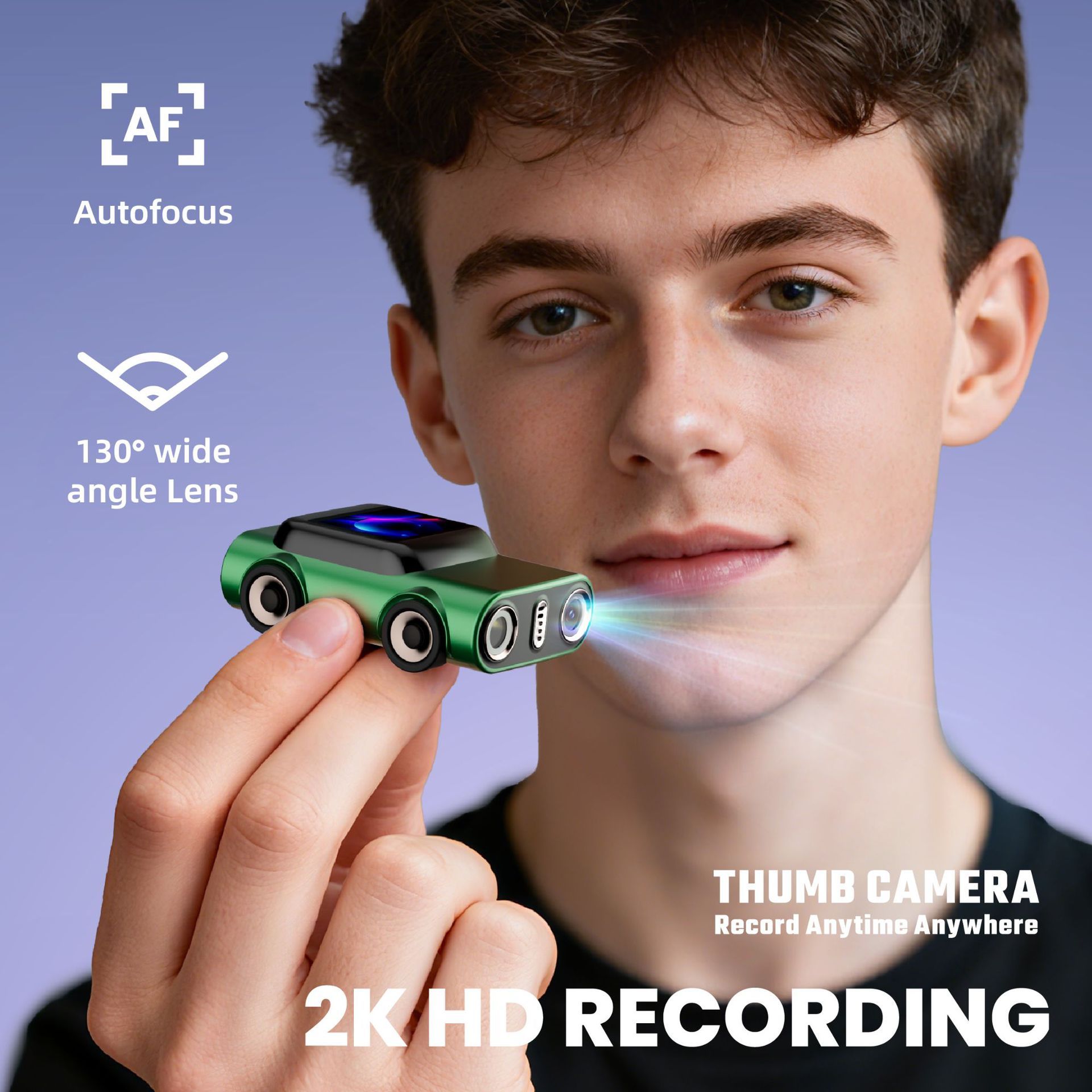 Creative Car-Shaped 2K HD Thumb Camera: Mini & Portable, Auto Focus, Clear in Low Light, Captures Every Wonderful Moment of Childhood and Life(G5 Rose Red 32G Memory Card）