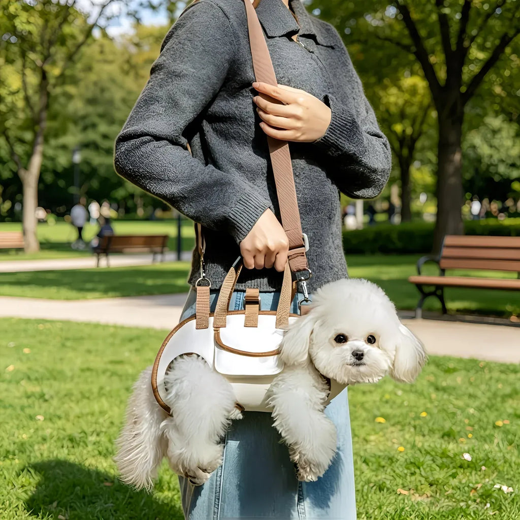 Oxford Fabric Pet Three-in-One Travel System: Horizontal Back Design Protects Spine, Four-Leg Separation, Three Uses in One: Kennel, Backpack, and Leash/Size S [recommended weight 4-8 kg]