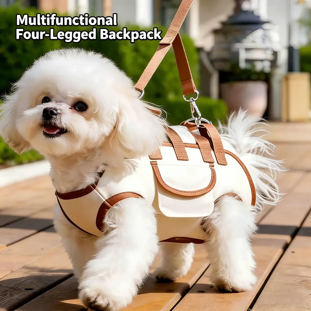 Oxford Fabric Pet Three-in-One Travel System: Horizontal Back Design Protects Spine, Four-Leg Separation, Three Uses in One: Kennel, Backpack, and Leash/M size [recommended weight 8-13 kg]