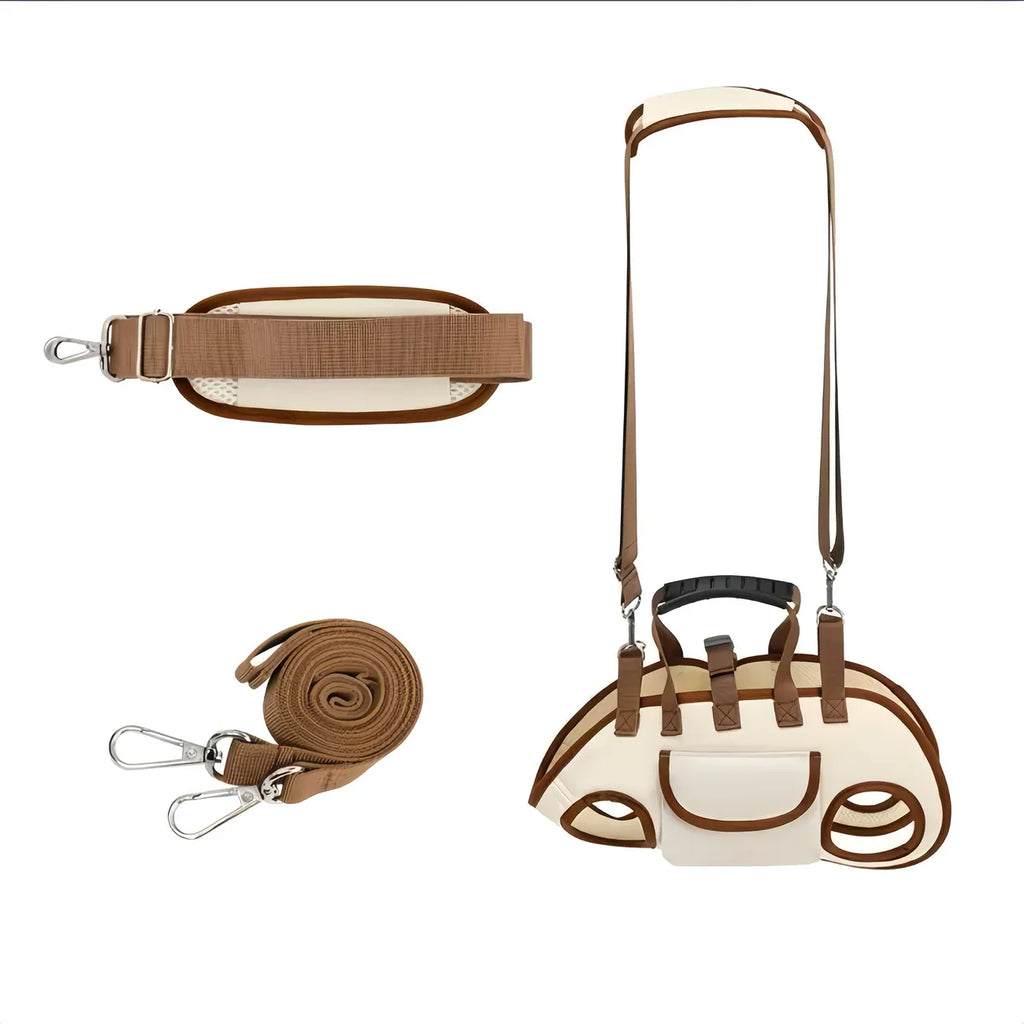 Oxford Fabric Pet Three-in-One Travel System: Horizontal Back Design Protects Spine, Four-Leg Separation, Three Uses in One: Kennel, Backpack, and Leash/M size [recommended weight 8-13 kg]