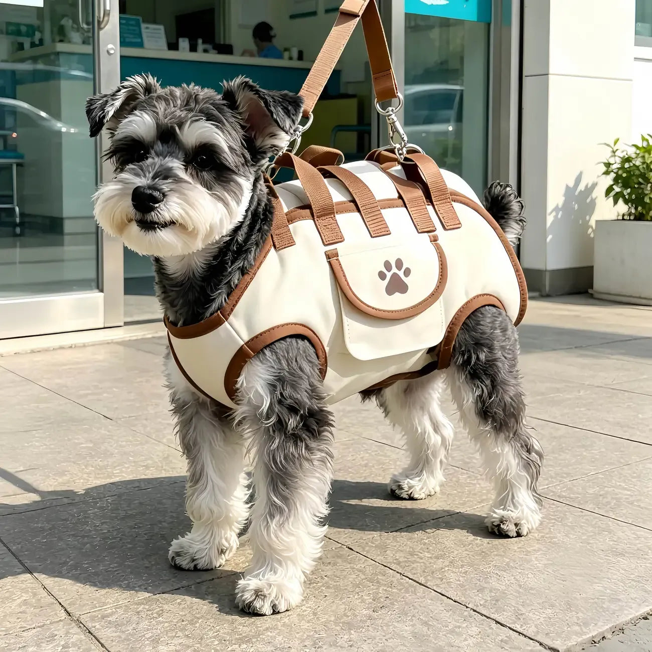Oxford Fabric Pet Three-in-One Travel System: Horizontal Back Design Protects Spine, Four-Leg Separation, Three Uses in One: Kennel, Backpack, and Leash/L size [recommended weight 14-18kg]