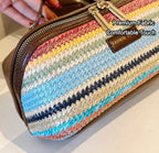 PU Large Capacity, Your Perfect Travel Companion — Stylish & Versatile Three-Dimensional Makeup Bag./Straw white
