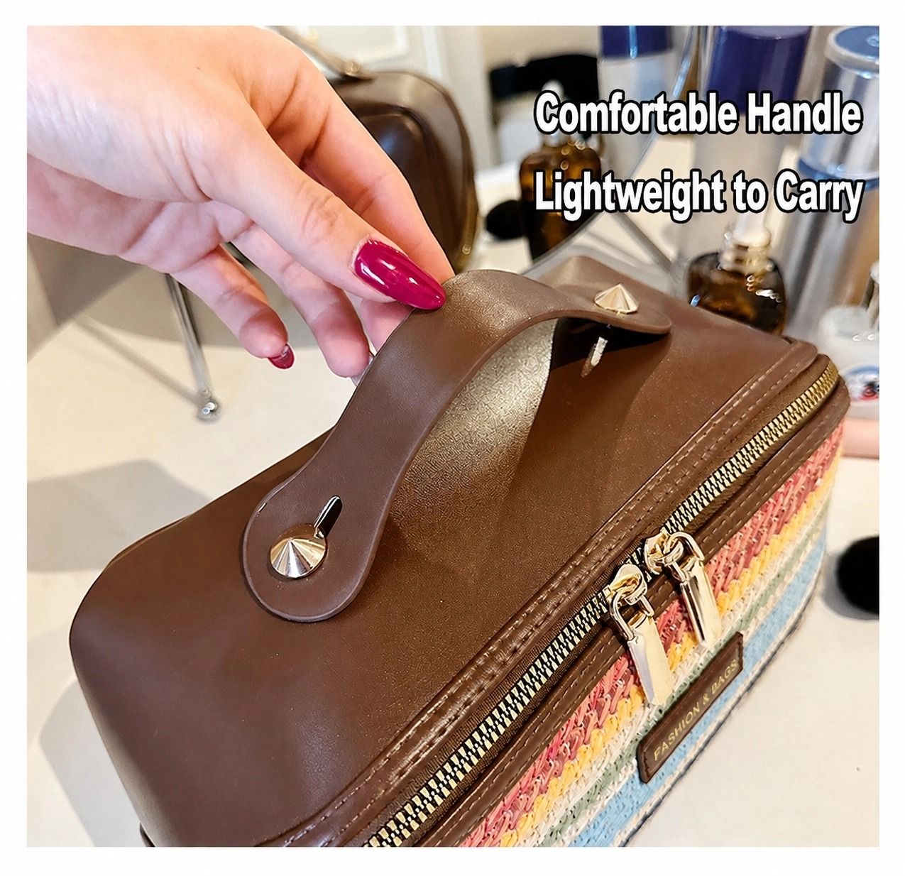 PU Large Capacity, Your Perfect Travel Companion — Stylish & Versatile Three-Dimensional Makeup Bag./Xiaocaige