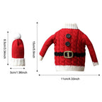 Christmas Knitted Wine Bottle Cover, Santa & Elf Styles, Cute Warm Holiday Decoration Essential./Red belt model