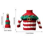 Christmas Knitted Wine Bottle Cover, Santa & Elf Styles, Cute Warm Holiday Decoration Essential./Red belt model