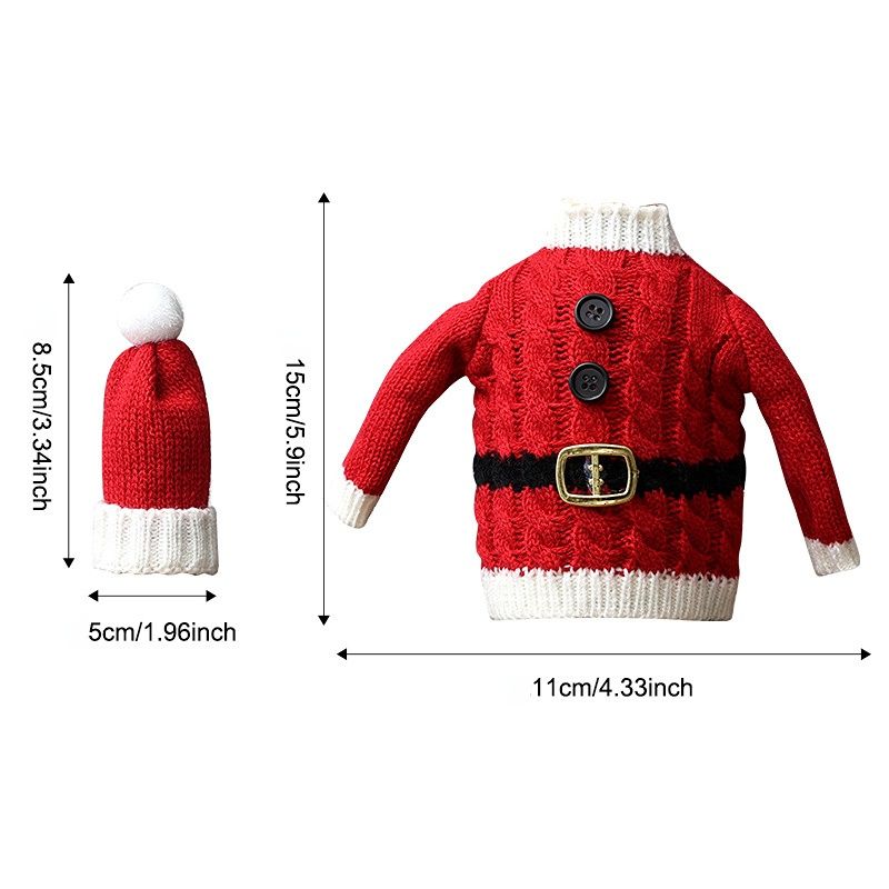 Christmas Knitted Wine Bottle Cover, Santa & Elf Styles, Cute Warm Holiday Decoration Essential./Striped belt style