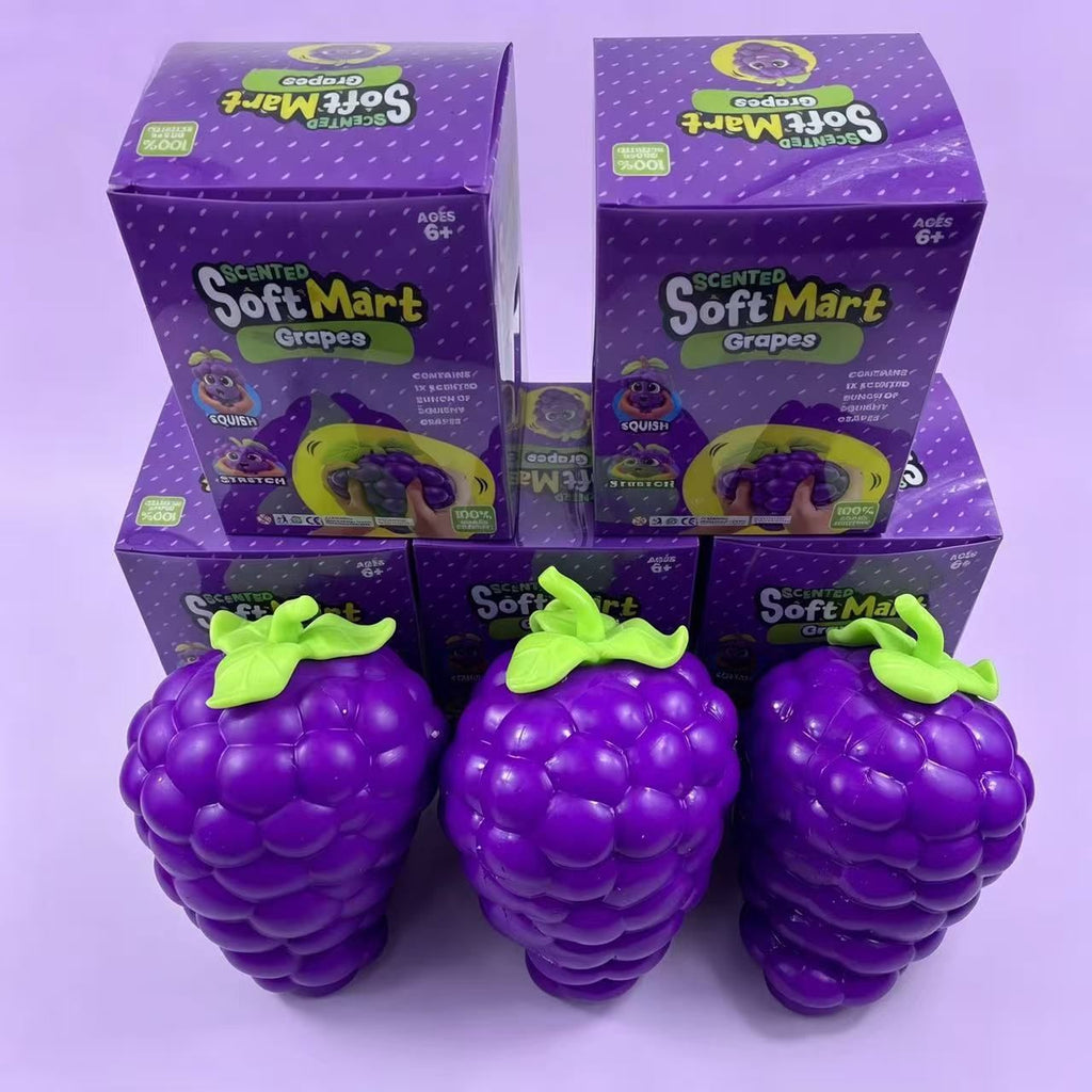 Extra large purple grape squishy toy, realistic and plump TPR soft gel, 19.5cm super size, soft and bouncy for ultimate stress relief, a desktop decompression tool suitable for both adults and children.