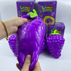 Extra large purple grape squishy toy, realistic and plump TPR soft gel, 19.5cm super size, soft and bouncy for ultimate stress relief, a desktop decompression tool suitable for both adults and children.