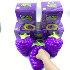 Extra large purple grape squishy toy, realistic and plump TPR soft gel, 19.5cm super size, soft and bouncy for ultimate stress relief, a desktop decompression tool suitable for both adults and children.