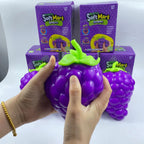 Extra large purple grape squishy toy, realistic and plump TPR soft gel, 19.5cm super size, soft and bouncy for ultimate stress relief, a desktop decompression tool suitable for both adults and children.