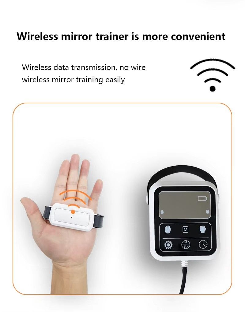 Upgraded Rehabilitation Training Glove, Mirror Training with Independent Single Finger Control, 9-Level Adjustable Force, Wireless Portable with Smart Memory – A Great Helper for Hand Function Recovery./XL code for right hand (glove+host+mirror)