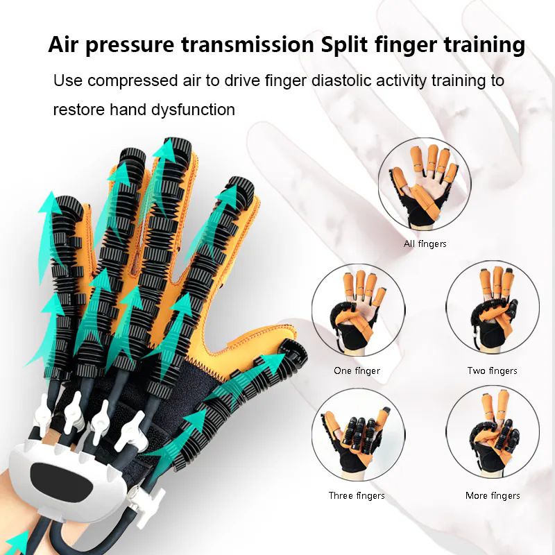 Upgraded Rehabilitation Training Glove, Mirror Training with Independent Single Finger Control, 9-Level Adjustable Force, Wireless Portable with Smart Memory – A Great Helper for Hand Function Recovery./XL code for right hand (glove+host+mirror)