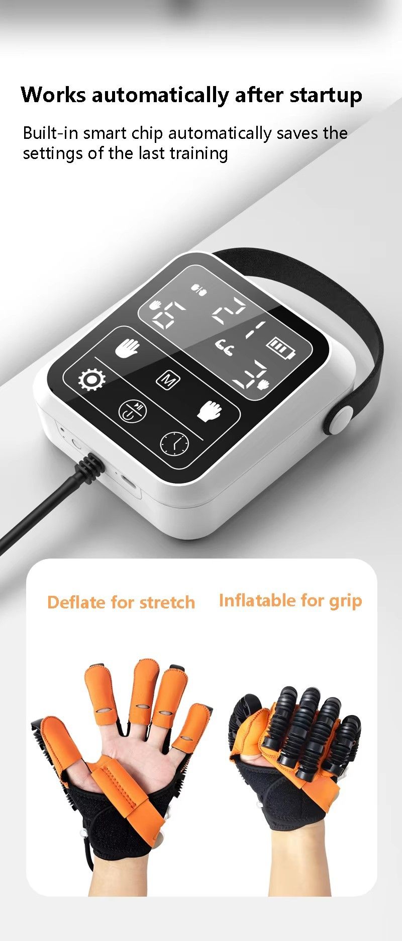 Upgraded Rehabilitation Training Glove, Mirror Training with Independent Single Finger Control, 9-Level Adjustable Force, Wireless Portable with Smart Memory – A Great Helper for Hand Function Recovery./Left hand XXL code gloves+host+mirror)
