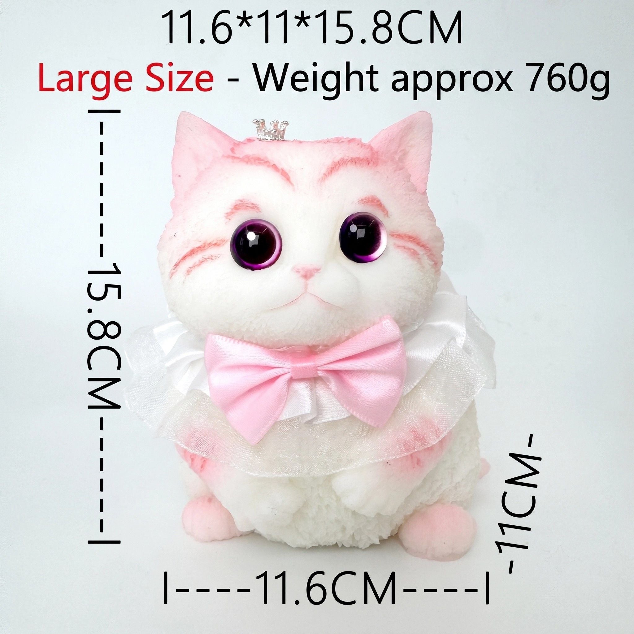 Cute Handmade Simulated Cat Stress Relief Squishy Toy (Large cat + accessories + cat bed + gift box)/Pink orange fat baby