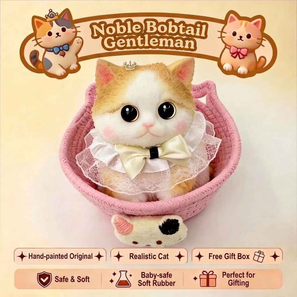Cute Handmade Simulated Cat Stress Relief Squishy Toy/ (Large cat + accessories + cat bed + gift box)