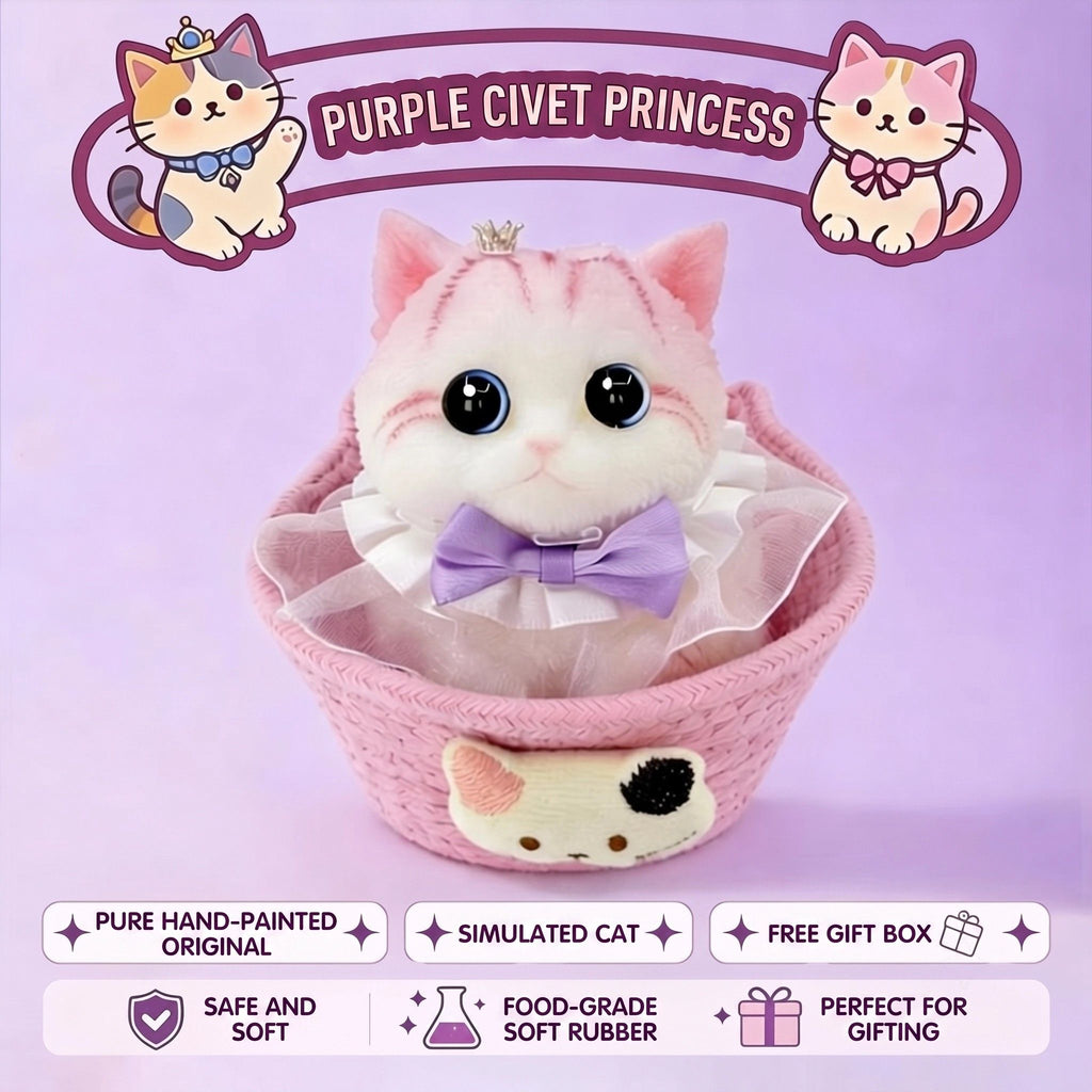 Cute Handmade Simulated Cat Stress Relief Squishy Toy (Large cat + accessories + cat bed + gift box)/Noble Bobtail Gentleman