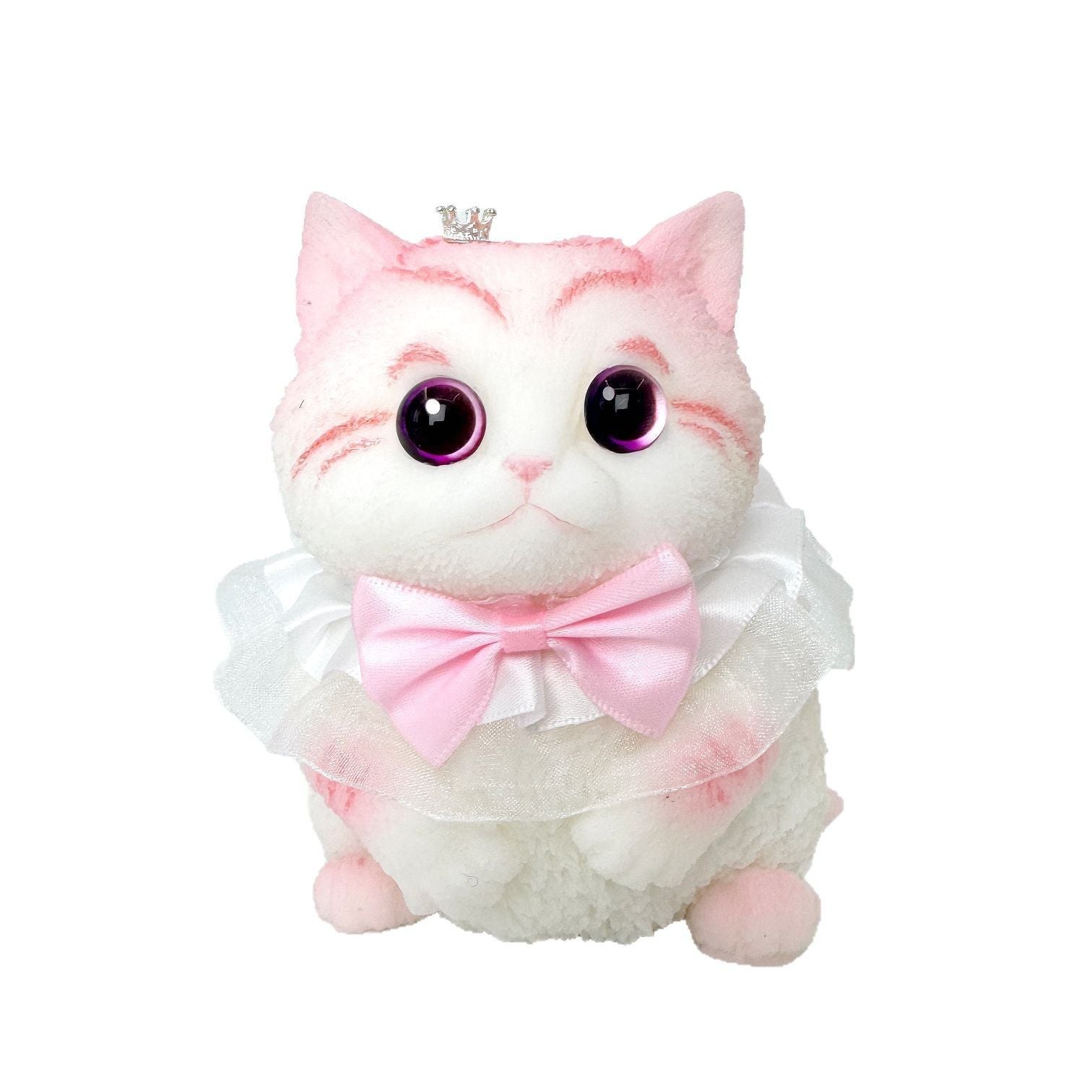 Cute Handmade Simulated Cat Stress Relief Squishy Toy. (Large cat + accessories + cat bed + gift box)/Gentleman blue and white treasure
