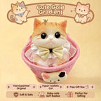 Cute Handmade Simulated Cat Stress Relief Squishy Toy. (Large cat + accessories + cat bed + gift box)/Gentleman blue and white treasure