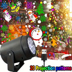 20-Pattern Christmas Projection Lamp, Plug-and-Play USB Lights Up a Fairy-Tale Christmas Night
