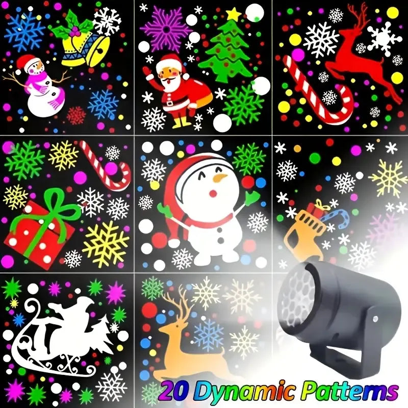 20-Pattern Christmas Projection Lamp, Plug-and-Play USB Lights Up a Fairy-Tale Christmas Night/silver