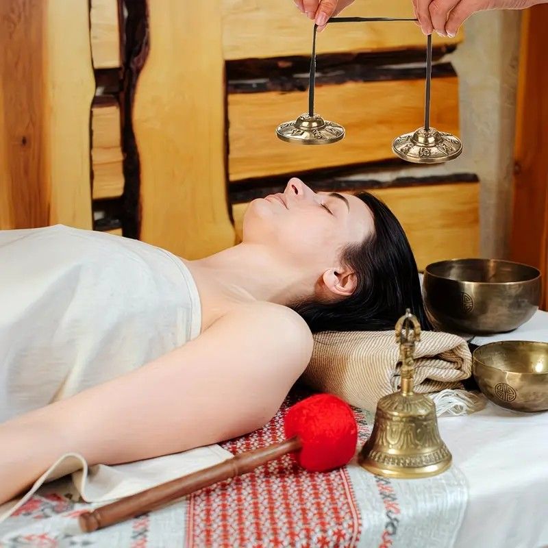 Mindfulness Chakra Healing Choice: Nepalese Handmade Brass Singing Bowl Bell, Ancient Casting with Ethereal Resonance, the Soul Companion for Yoga, Spiritual Practice, and Relaxation/Six-character mantra clinks the bell