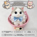 Fat Cat Squishy Toy, Lifelike Cat Plush Doll, Original Hand-Painted Design, (Kitten + Accessories + Cat Bed)/Gentleman blue and white treasure
