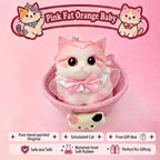 Fat Cat Squishy Toy, Lifelike Cat Plush Doll, Original Hand-Painted Design, (Kitten + Accessories + Cat Bed)/Lovely golden gradient