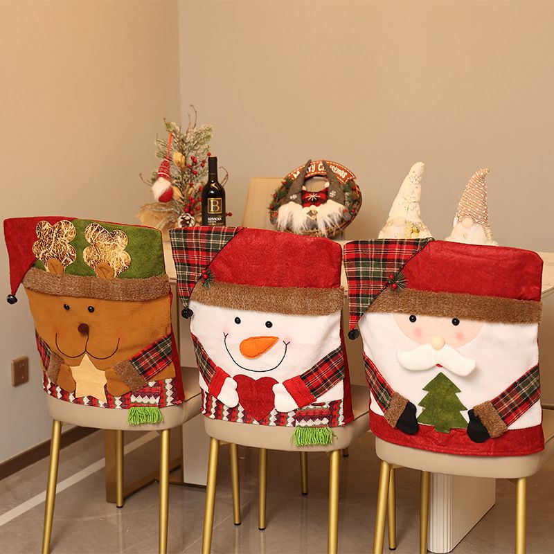 Christmas Handmade Fabric Chair Cover, Cute Snowman Design, Brightens Up the Warm Holiday Atmosphere