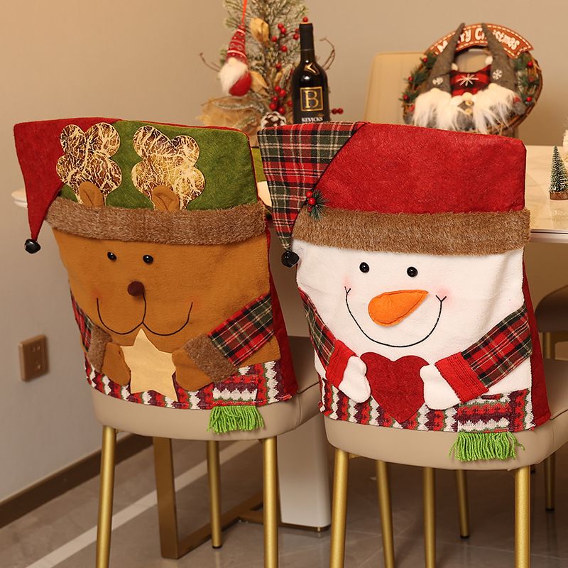 Christmas Handmade Fabric Chair Cover, Cute Santa Claus Design, Brightens Up the Warm Holiday Atmosphere